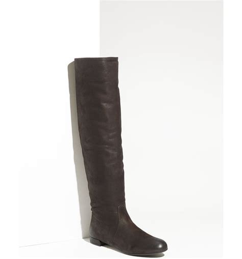 prada flat leather over the knee boot|Prada ankle pouch combat boots.